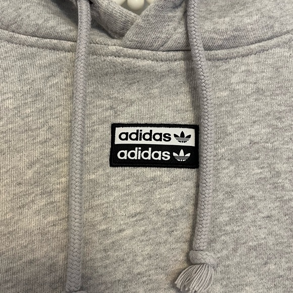 Grey Adidas Cropped Hoodie - Picture 4 of 5